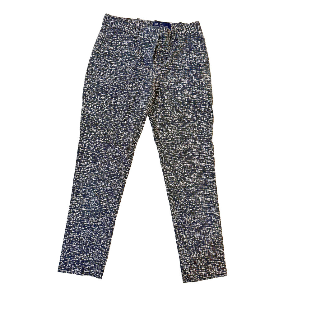 GAP Pants Womens 00R Black White Slim Cropโ Stretch Patterned Trousers Modern
